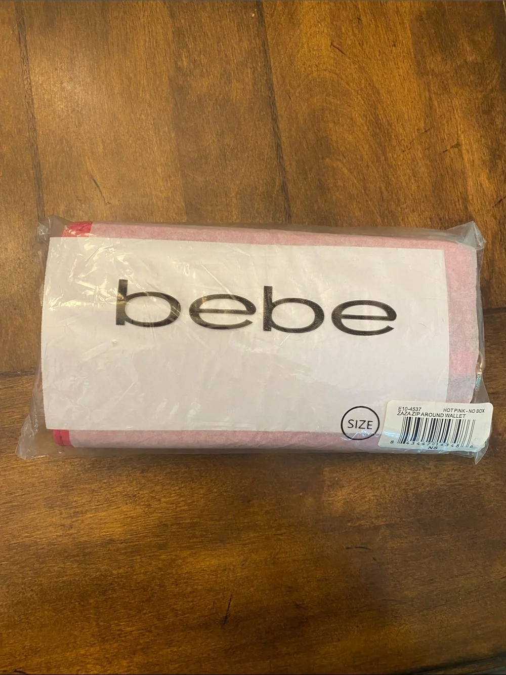 bebe Zara Hot Pink Quilted Zip-Around Wallet Wristlet with Rhinestone Logo 🆕
